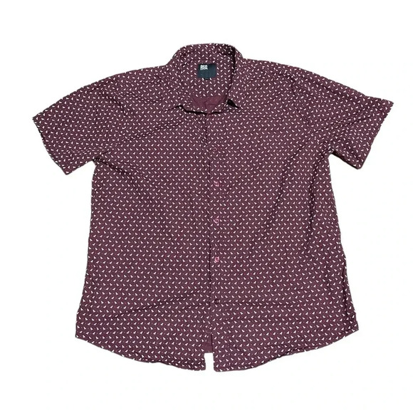 RSQ Collective Burgundy Button Down Shirt with Birds Print Size XXL - Picture 1 of 6